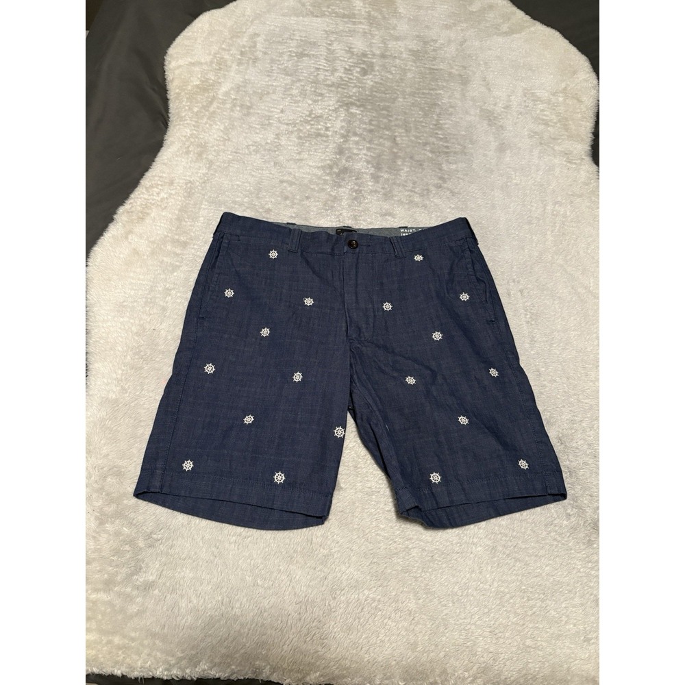 J Crew Mens Rivington Blue Chino Preppy‎ Shorts Size 31 Ship Wheel Pattern